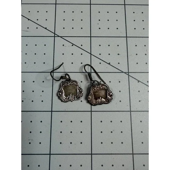 Vintage Sterling Silver Earrings Fancy Swirls Dangle Hook Earrings 925 - Picture 1 of 3